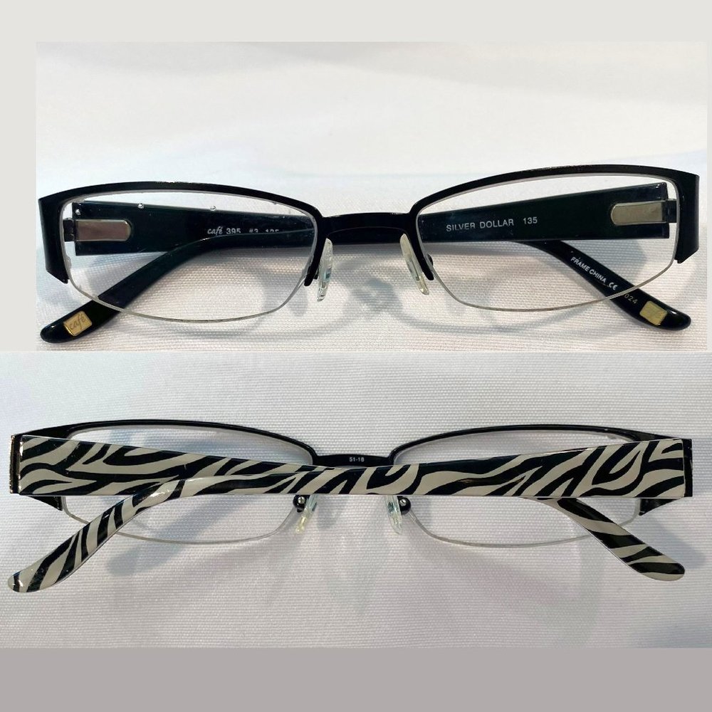 Silver Dollar CAFE Lunettes 395 #3 ZEBRA Eyeglass Frames 51-18-135 B26mm